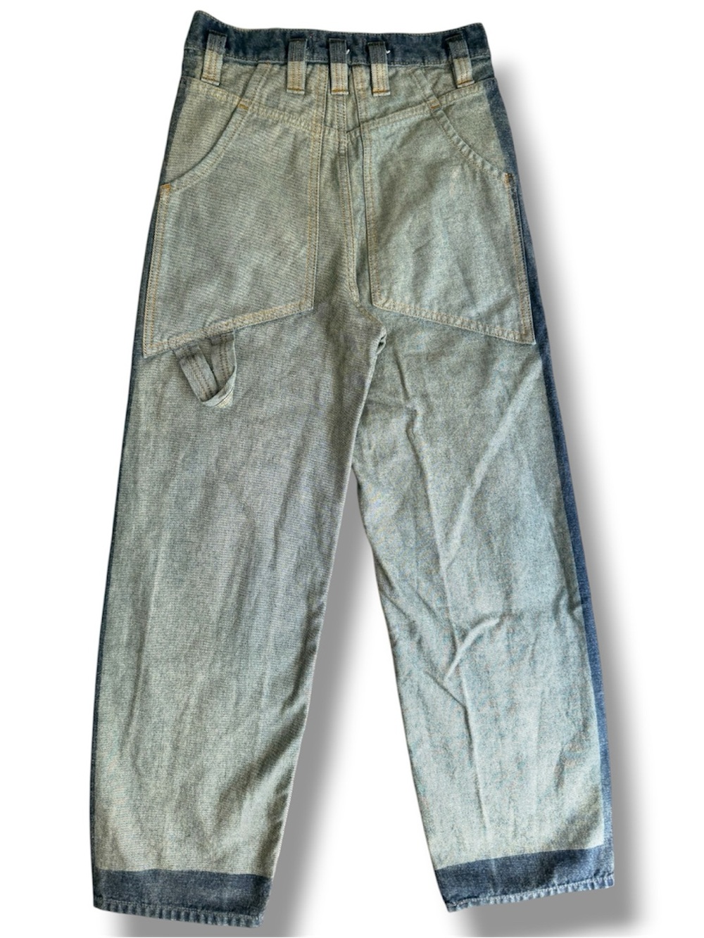 Eckhaus Latta Two-Tone Light and Dark Blue Straight Leg Jeans - Picture 3 of 5